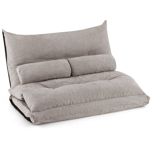 Adjustable Floor Sofa Bed with 2 Lumbar Pillows, Gray