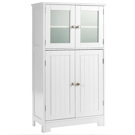 Bathroom Floor Storage Locker Kitchen Cabinet with Doors and Adjustable Shelf, White Floor Cabinets White at Gallery Canada