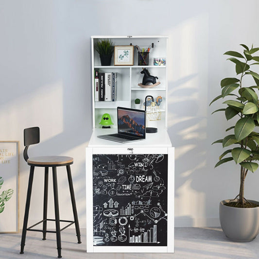 Convertible Wall Mounted Table with A Chalkboard, White - Gallery Canada