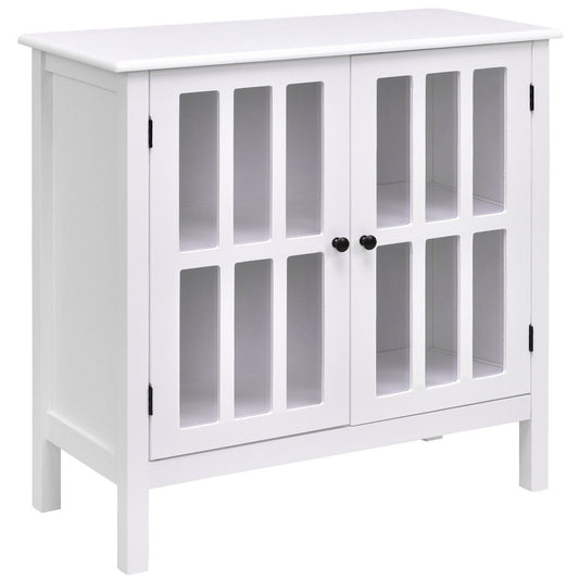 Glass Door Sideboard Console Storage Buffet Cabinet, White at Gallery Canada