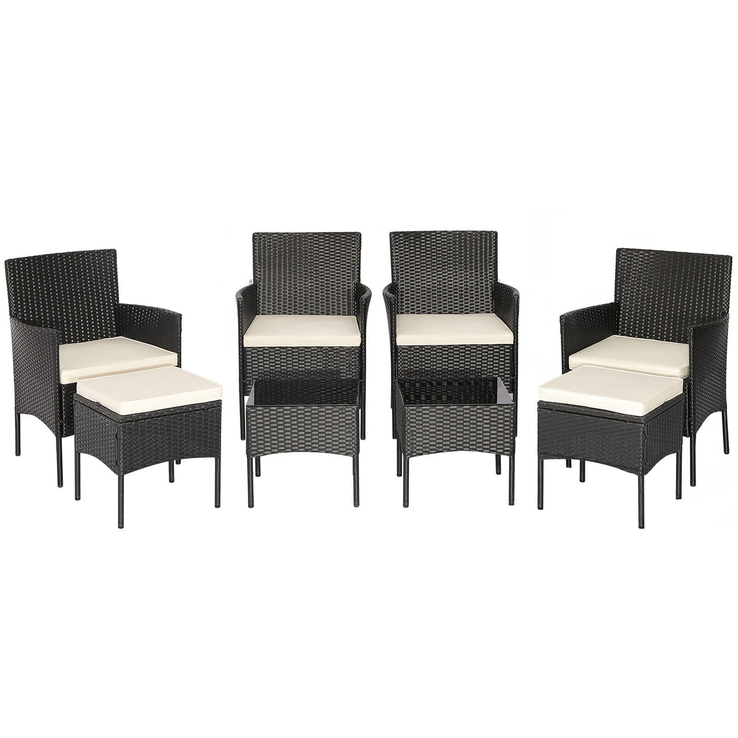 8 Piece Wicker Conversation Set, 2 Coffee Tables, 2 Ottomans, Off White Patio Conversation Sets at Gallery Canada