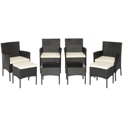 8 Piece Wicker Conversation Set, 2 Coffee Tables, 2 Ottomans, Off White Patio Conversation Sets at Gallery Canada