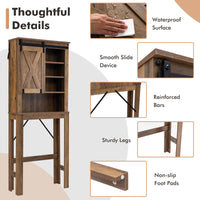Thumbnail for Wooden Bathroom Storage Cabinet with Sliding Barn Door and 3-level Adjustable Shelves - Gallery View 9 of 10