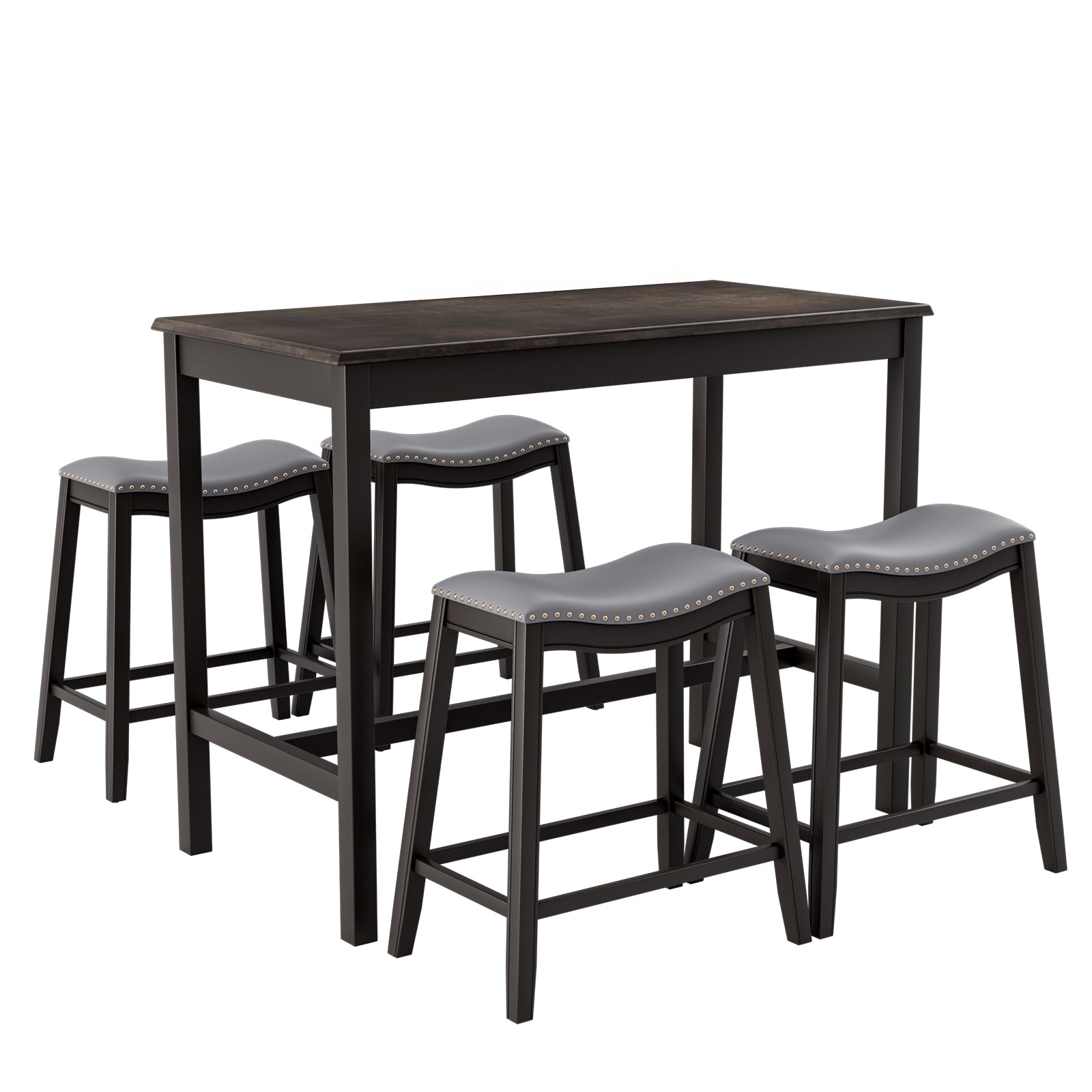 5-Piece Dining Set, 4 Upholstered Stools, Black Dining Room Sets at Gallery Canada