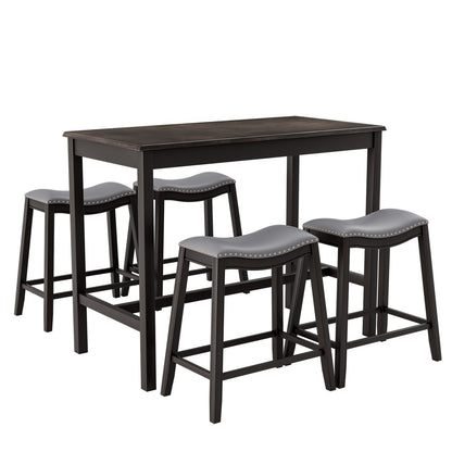 5-Piece Dining Set, 4 Upholstered Stools, Black Dining Room Sets Black at Gallery Canada