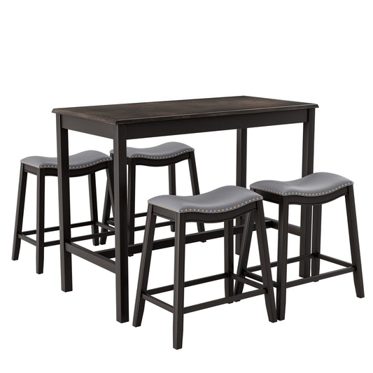 5-Piece Dining Set, 4 Upholstered Stools, Black Dining Room Sets Black at Gallery Canada