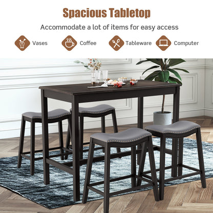 5-Piece Dining Set with 4 Upholstered Stools, Black - Gallery Canada