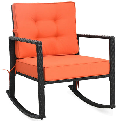 Patio Rattan Rocking Chair, With Cushion, Orange Patio Rocking Chairs & Gliders Orange at Gallery Canada