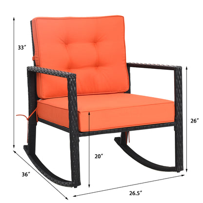 Patio Rattan Rocker Outdoor Glider Rocking Chair Cushion Lawn, Orange Patio Rocking Chairs & Gliders at Gallery Canada