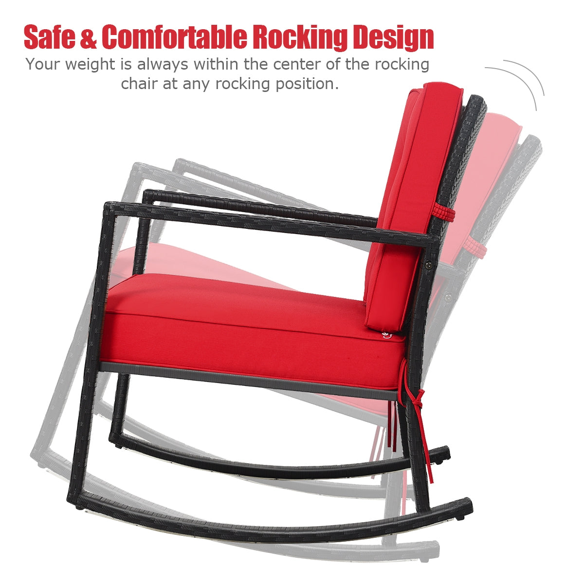 Patio Rattan Rocker Outdoor Glider Rocking Chair Cushion Lawn, Red Patio Rocking Chairs & Gliders at Gallery Canada