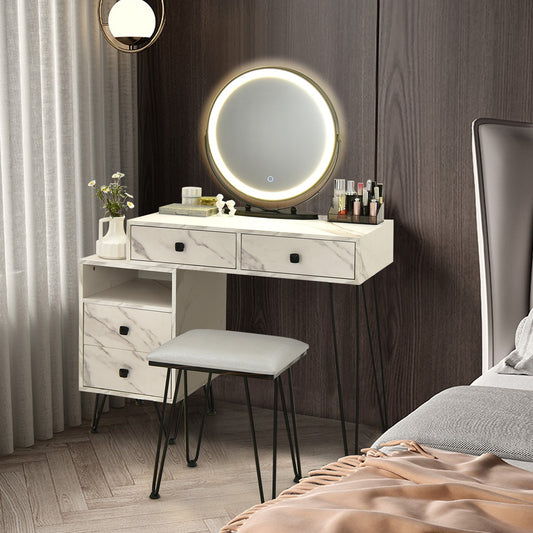 Modern Dressing Table with Storage Cabinet, White - Gallery Canada
