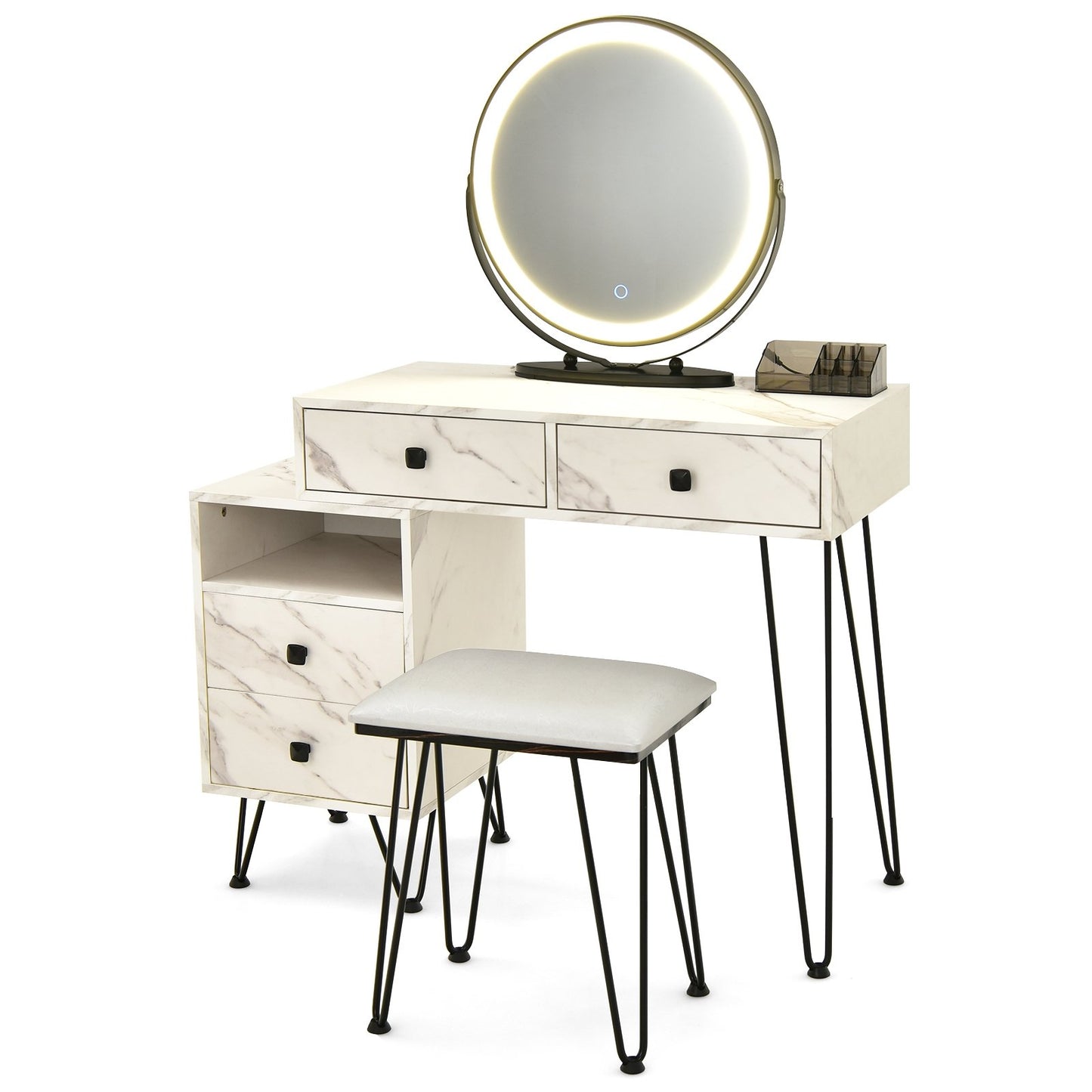 Modern Dressing Table with Storage Cabinet, White - Gallery Canada