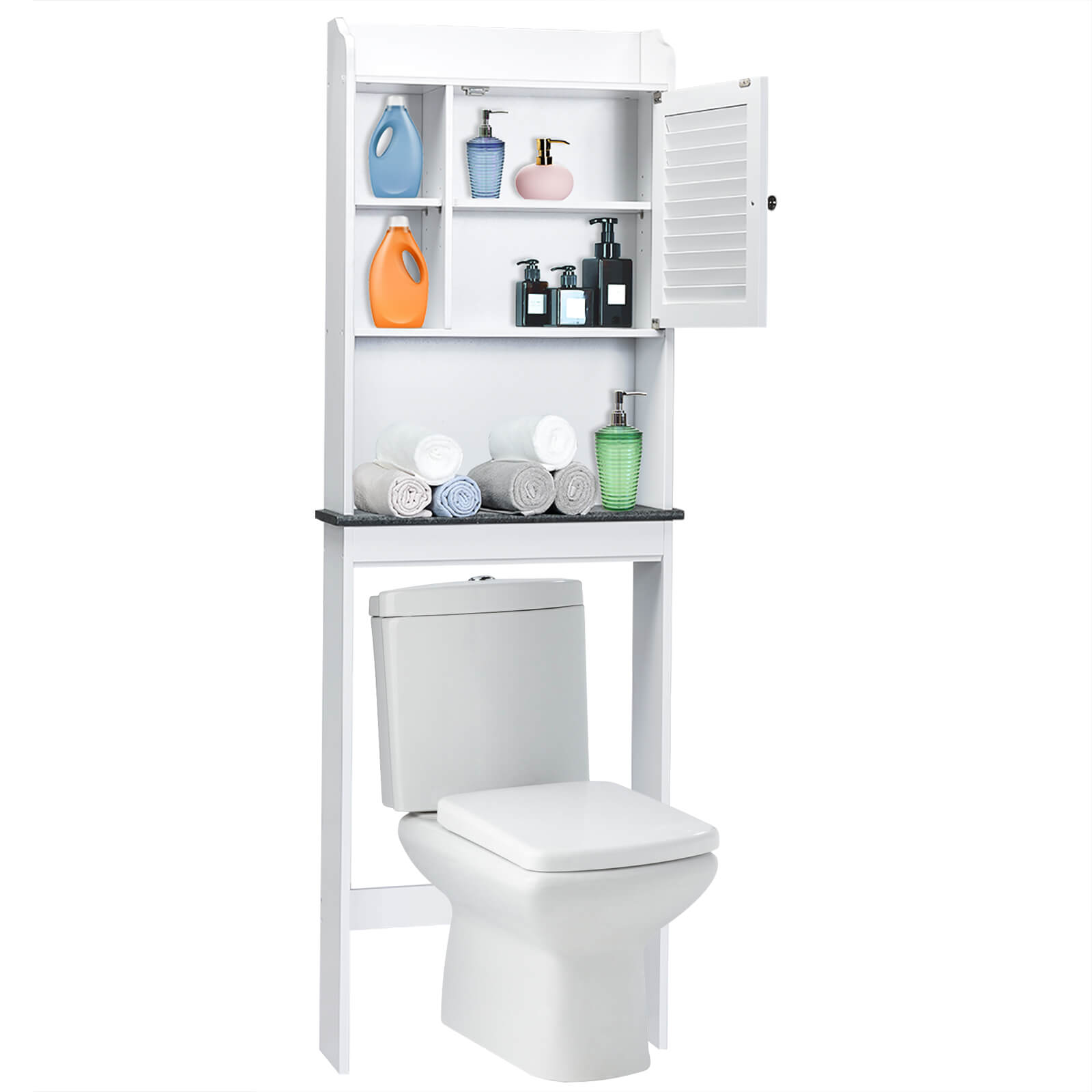 3-Tier Bathroom Over-the-toilet Storage Cabinet with Adjustable Shelves, White at Gallery Canada