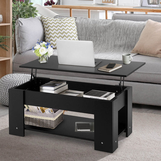 Coffee Table with Lift-up Desktop and Hidden Storage, Black - Gallery Canada