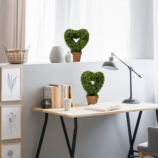 4 Packs 14.5 Inch Mini Artificial Boxwood Topiary Trees with Heart Shape, Green - Gallery Canada