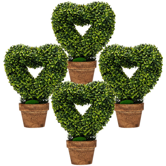 4 Packs 14.5 Inch Mini Artificial Boxwood Topiary Trees with Heart Shape, Green at Gallery Canada
