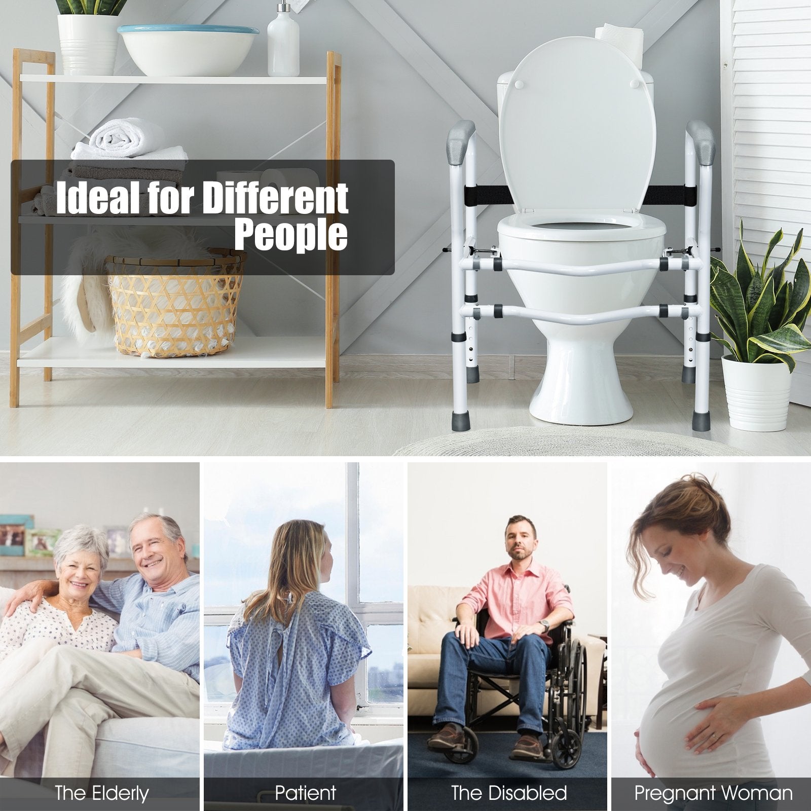 Steel Safety Toilet Rail with Created Fixable Clamp, White Bath Safety at Gallery Canada