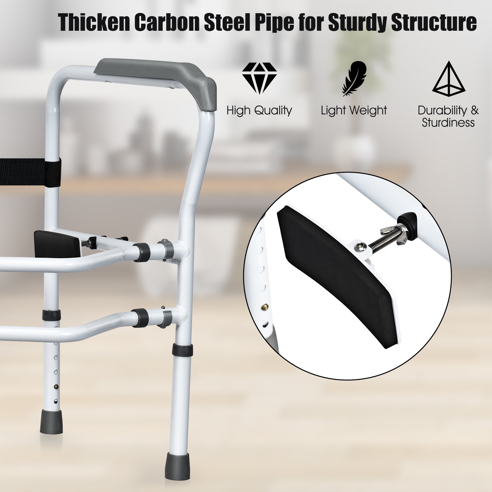 Steel Safety Toilet Rail with Created Fixable Clamp, White Bath Safety at Gallery Canada