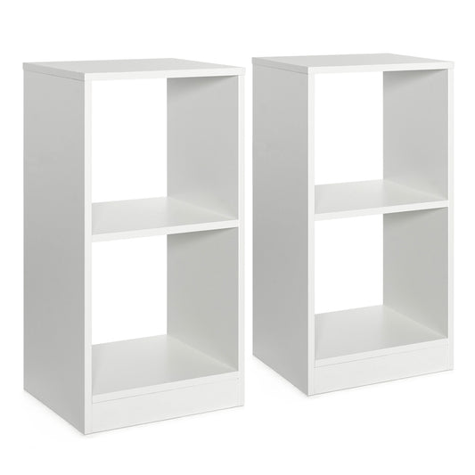 2 Tier Bookcase Set With Anti Toppling Device, White