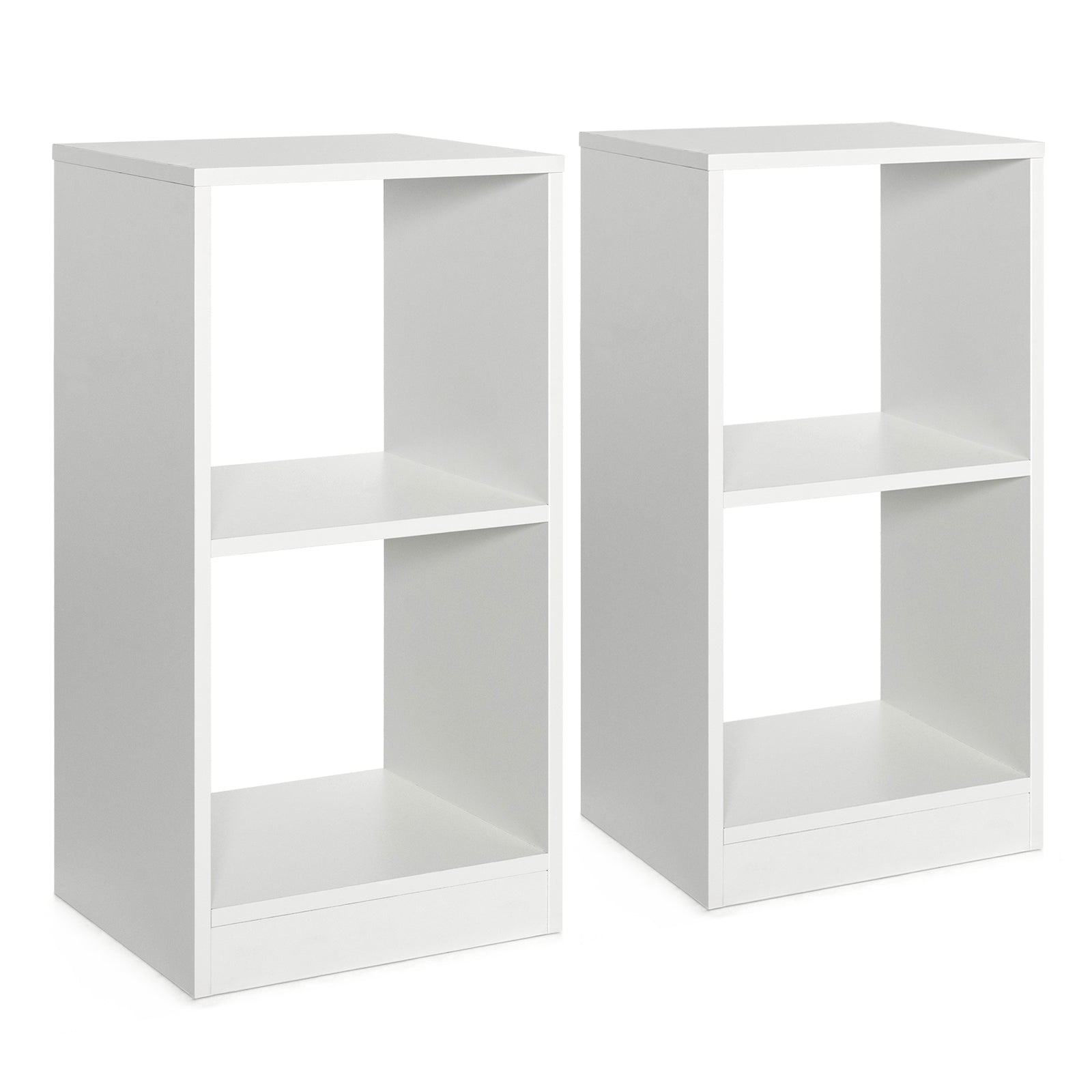 2 Pieces 2-tier Bookcase Set with Anti-toppling Device, White Bookcases White at Gallery Canada