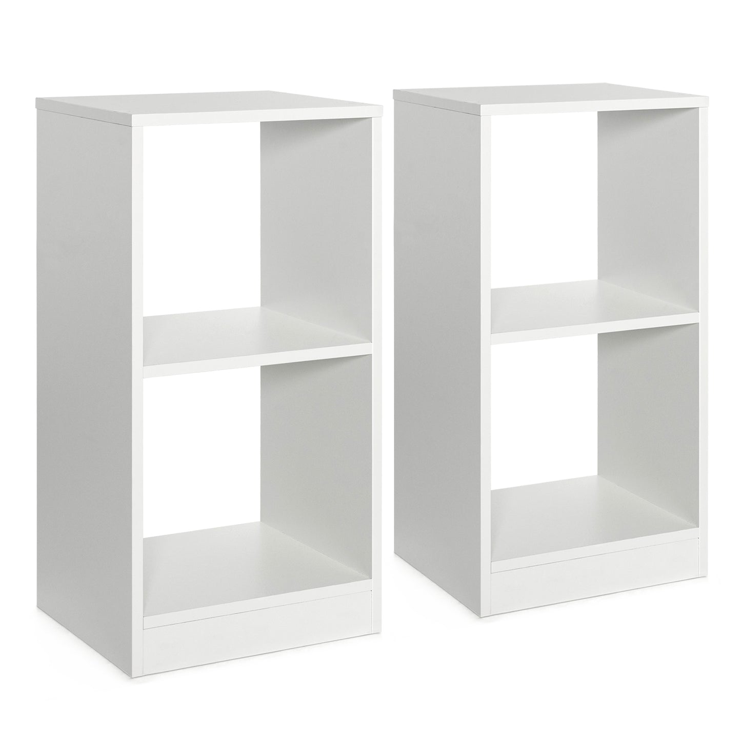 2 Pieces 2-tier Bookcase Set with Anti-toppling Device, White Bookcases White at Gallery Canada