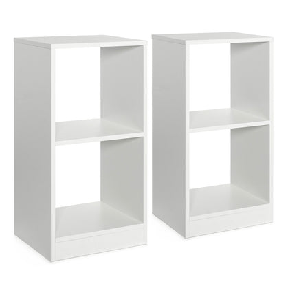 2 Pieces 2-tier Bookcase Set with Anti-toppling Device, White Bookcases White at Gallery Canada