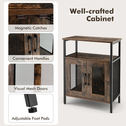 Industrial Sideboard Buffet Cabinet with Removable Wine Rack, Rustic Brown - Gallery Canada