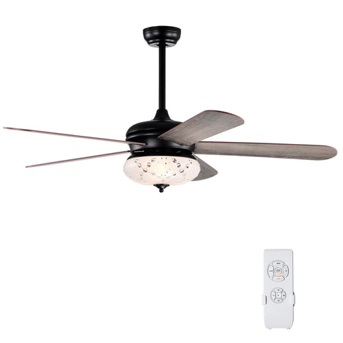 52 Inches Ceiling Fan with Remote Control, Oak