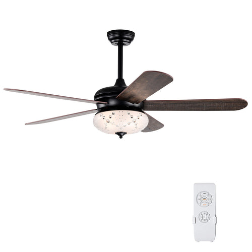 52 Inches Ceiling Fan With Remote Control, Walnut