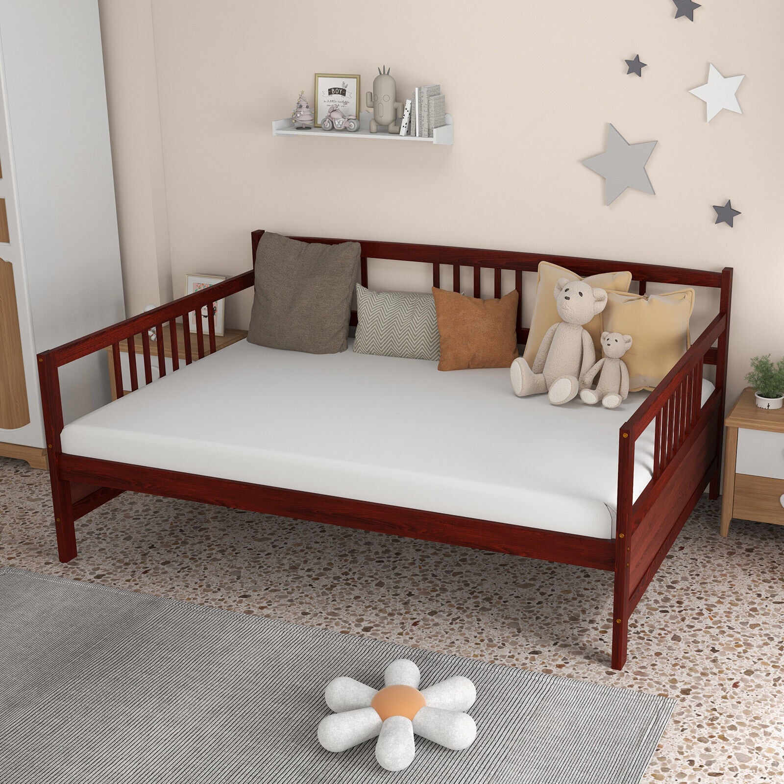 Full Size Daybed Frame With Guardrails, Brown Trundle Bed Frame at Gallery Canada