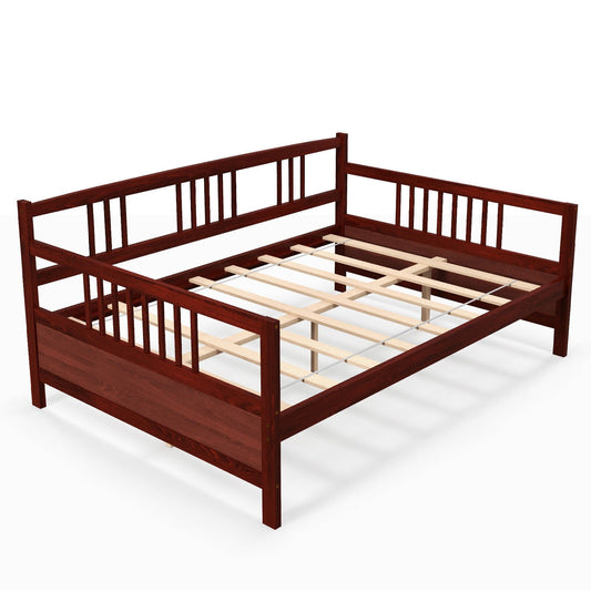 Full Size Metal Daybed Frame with Guardrails, Brown - Gallery Canada