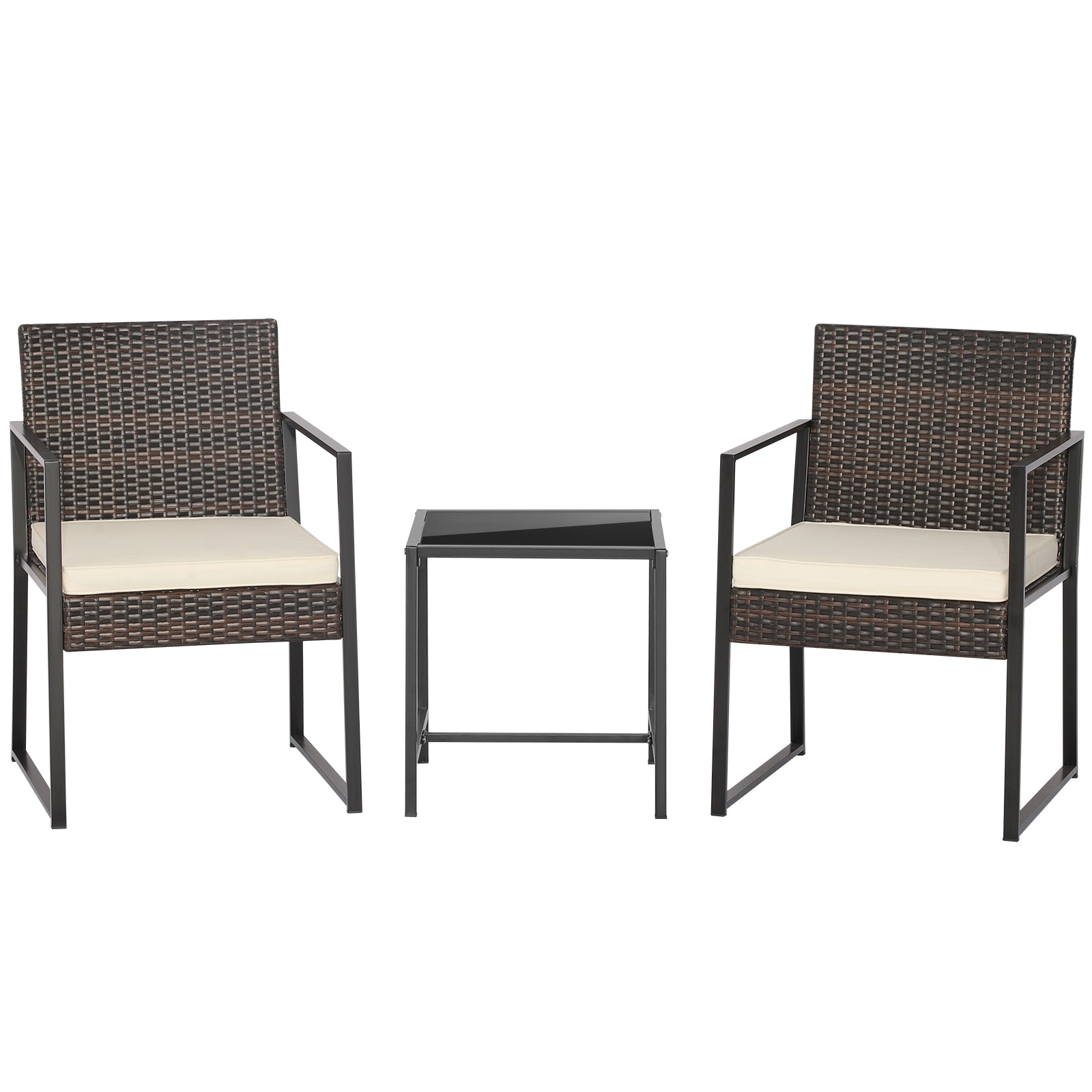 3 Pieces Modern Heavy Duty Patio Furniture Set with Coffee Table, Off White Patio Conversation Sets at Gallery Canada
