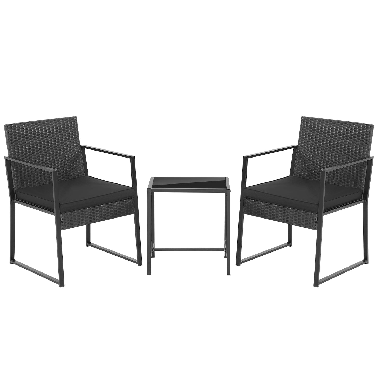 3 Pieces Modern Heavy Duty Patio Furniture Set with Coffee Table, Black Patio Conversation Sets Black at Gallery Canada