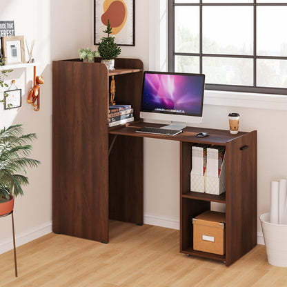 Extendable Reversible Computer Desk with Anti-Tipping Kit, Brown - Gallery Canada