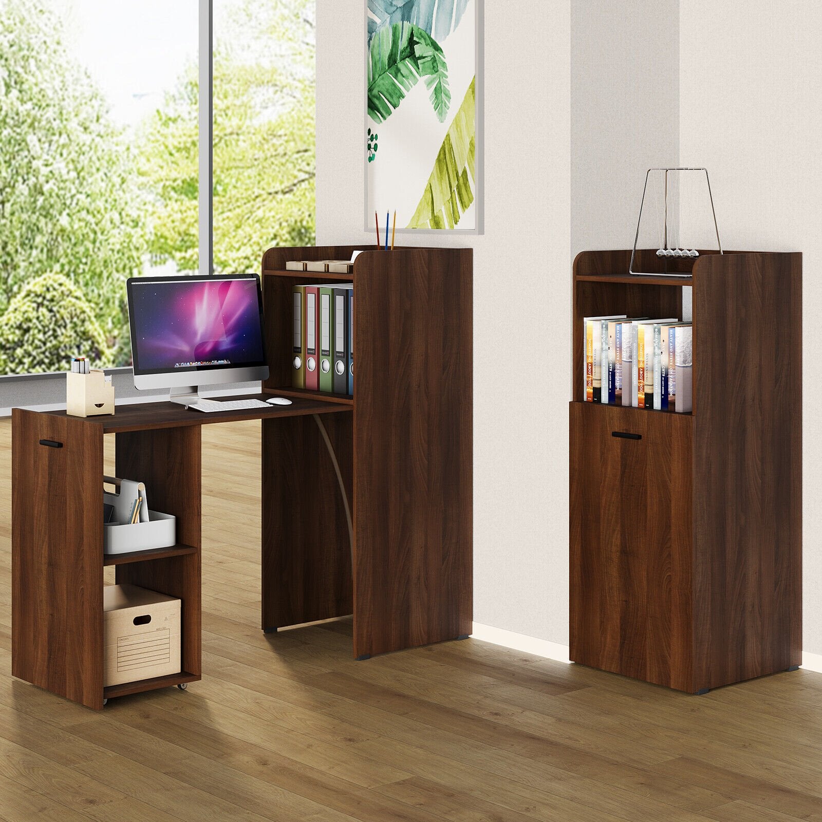 Extendable Reversible Computer Desk with Anti-Tipping Kit, Brown - Gallery Canada