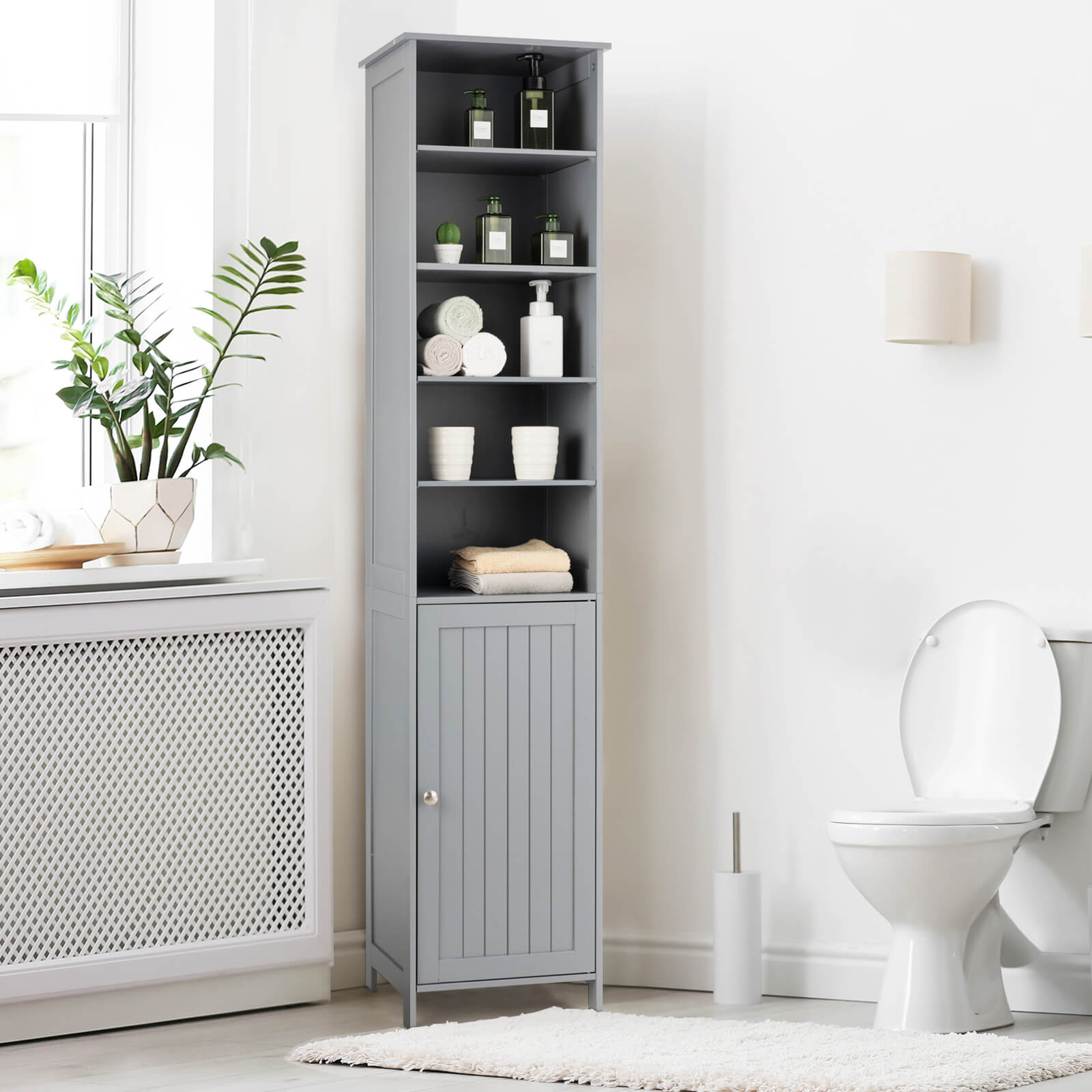 72 Inches Free Standing Tall Floor Bathroom Storage Cabinet, Gray Floor Cabinets at Gallery Canada