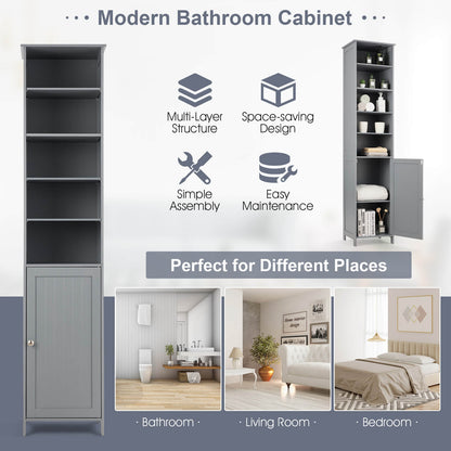 72 Inches Free Standing Tall Floor Bathroom Storage Cabinet, Gray Floor Cabinets at Gallery Canada