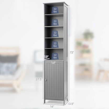 72 Inches Free Standing Tall Floor Bathroom Storage Cabinet, Gray Floor Cabinets at Gallery Canada