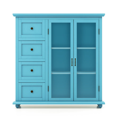 Buffet Sideboard Table Kitchen Storage Cabinet with Drawers and Doors, Blue