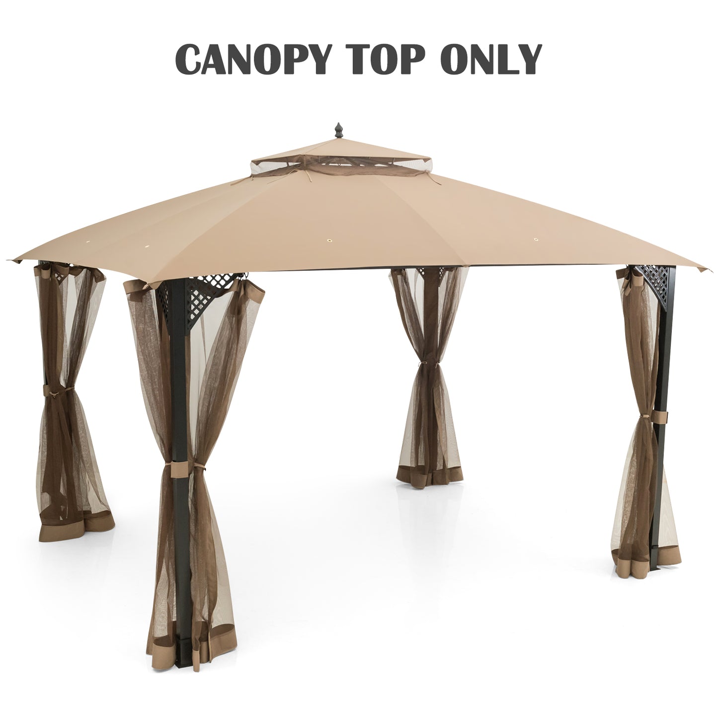 10 x 12 Feet Gazebo Replacement Top with Air Vent and Drainage Holes, Brown Gazebos at Gallery Canada