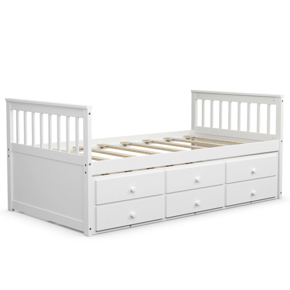 Twin Captain’s Bed with Trundle Bed with 3 Storage Drawers, White Trundle Bed Frame at Gallery Canada