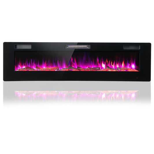60 Inches Electric Fireplace With Remote Control, Timer, Black Fireplaces Black at Gallery Canada