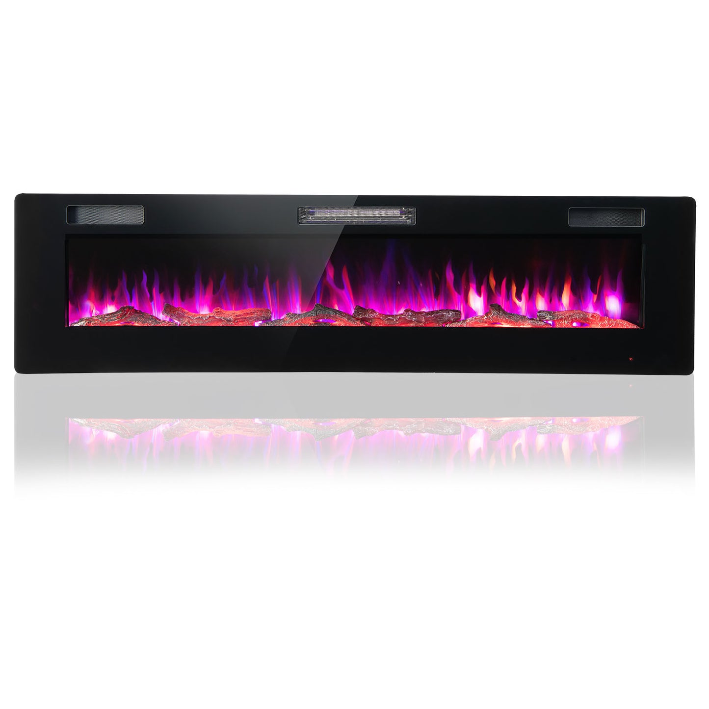 60 Inches Ultra-thin Electric Fireplace with Remote Control and Timer Function, Black Fireplaces Black at Gallery Canada