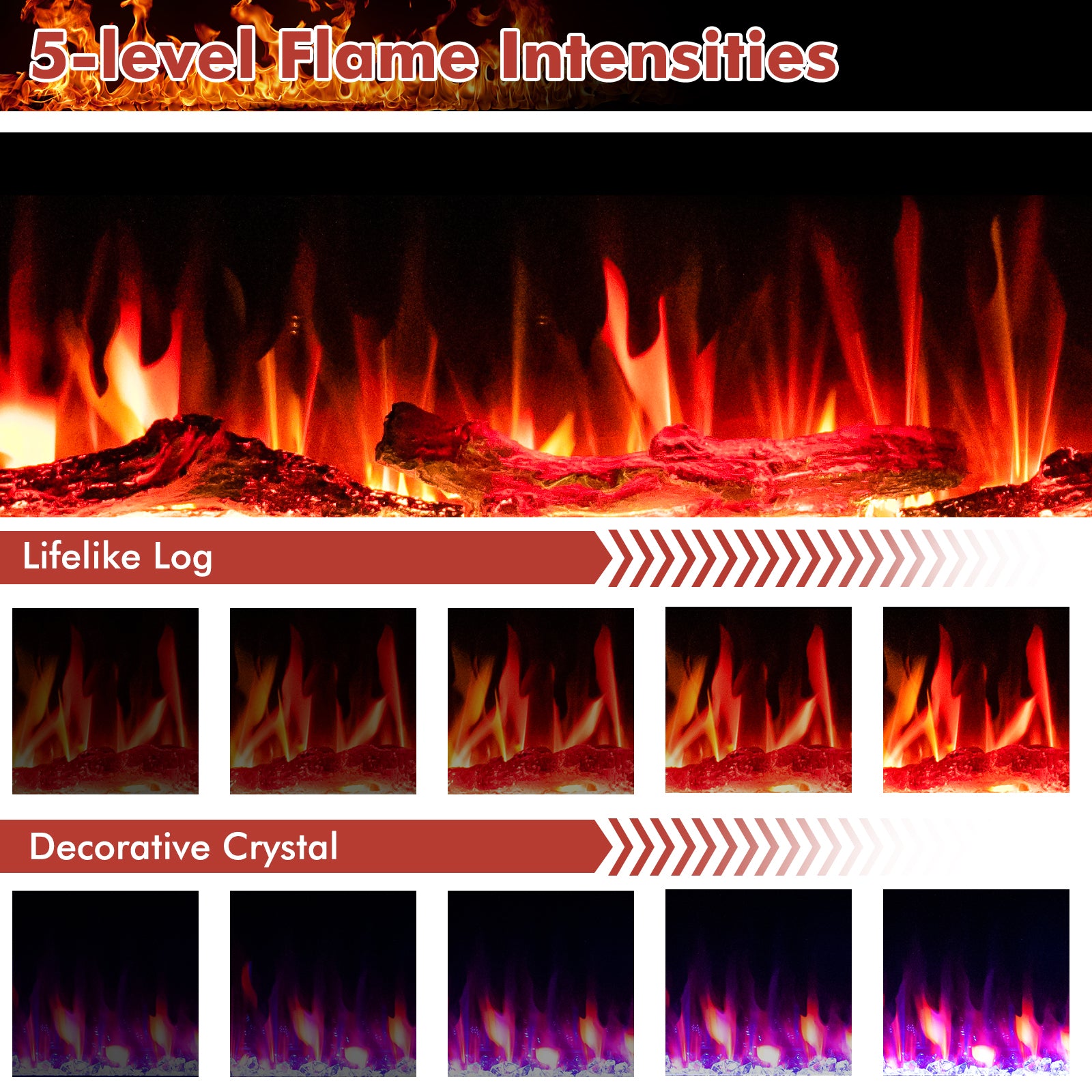 60 Inches Ultra-thin Electric Fireplace with Remote Control and Timer Function, Black Fireplaces at Gallery Canada