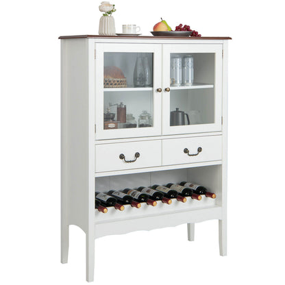 Sideboard Buffet Cabinet with 2 Tempered Glass Doors, White - Gallery Canada