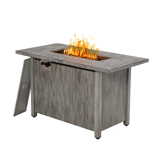 43 Inch 50 000 BTU Propane Fire Pit Table with Removable Lid, Gray