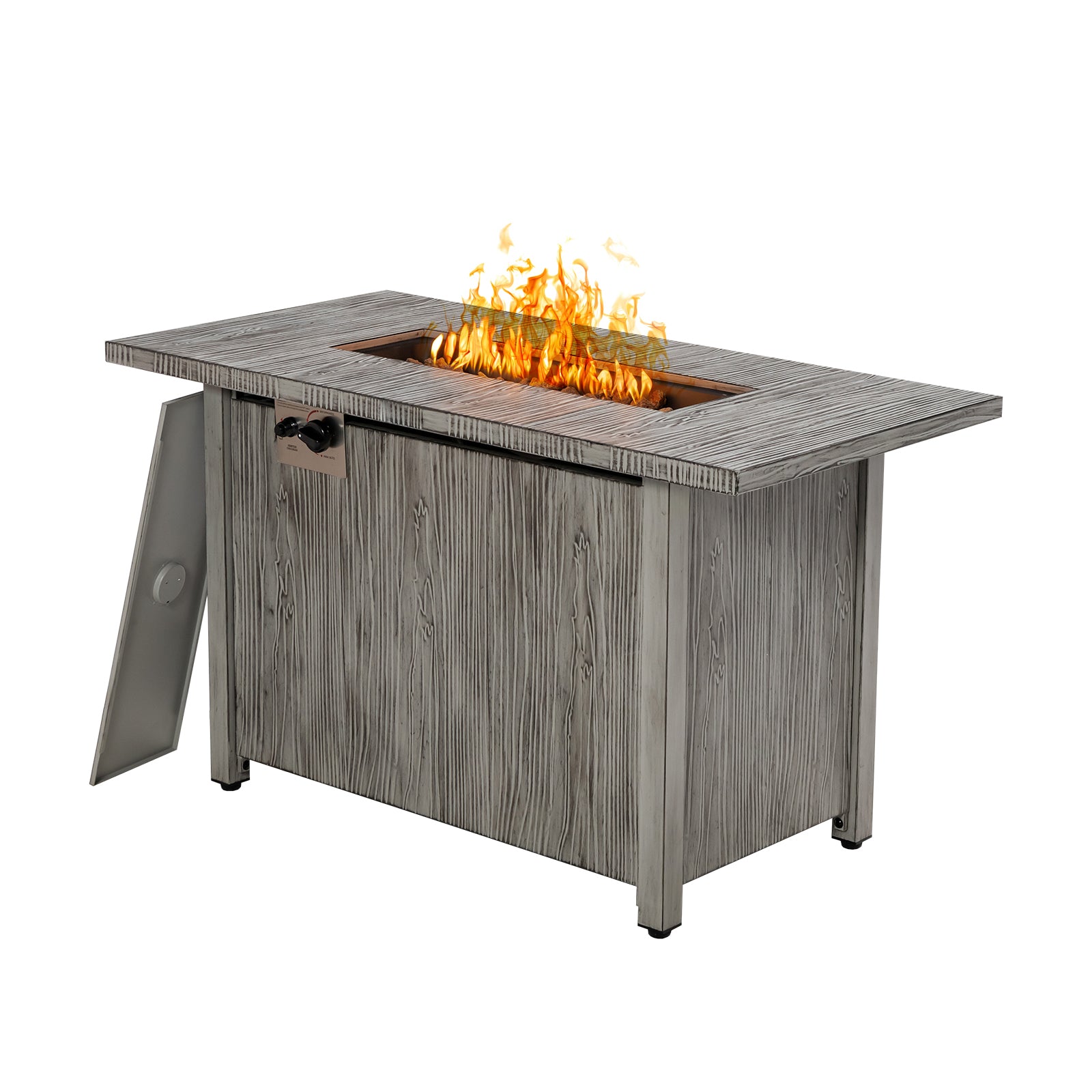 43 Inch 50 000 BTU Propane Fire Pit Table with Removable Lid, Gray Fire Pit Tables Gray at Gallery Canada