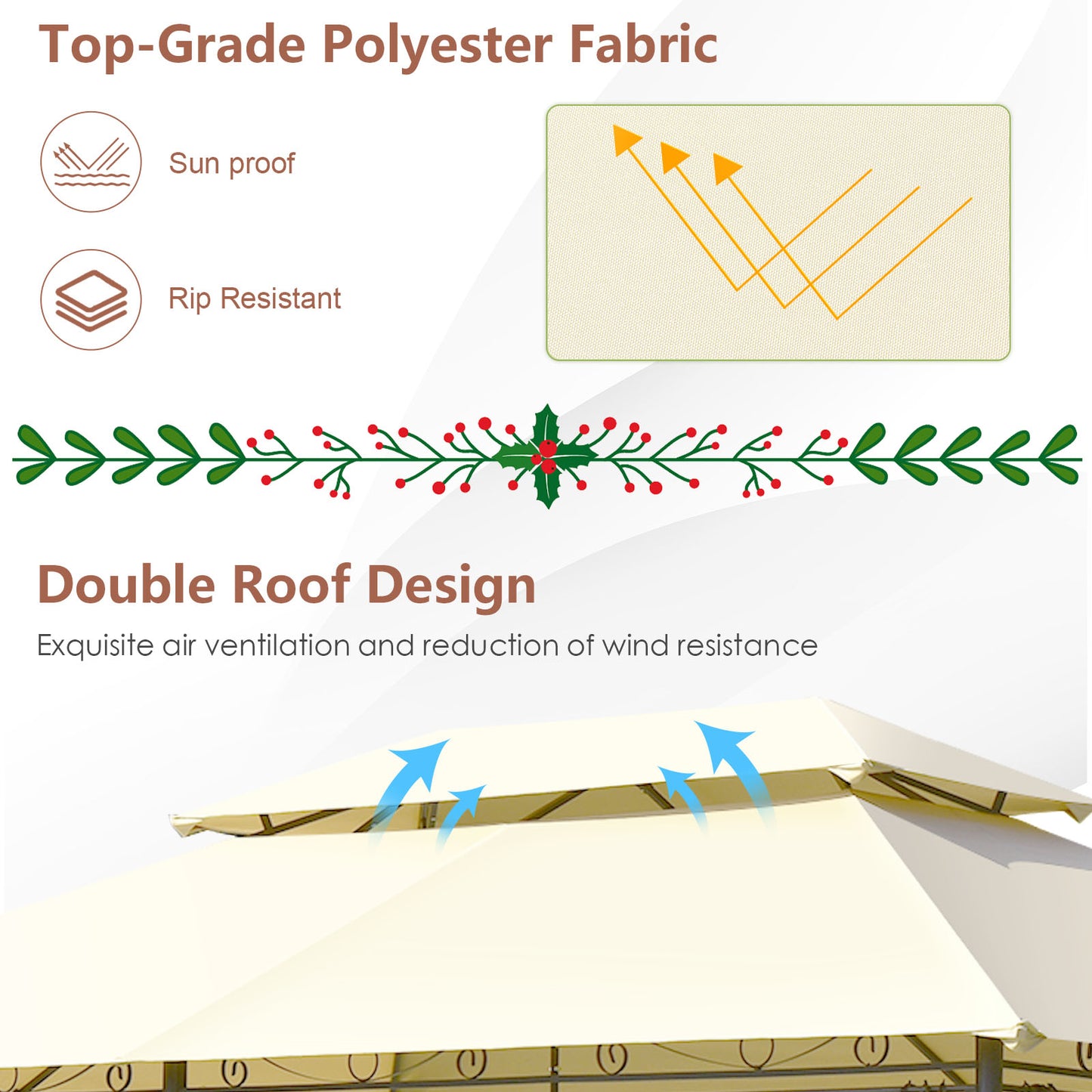 10 Feet x 13 Feet Tent Canopy Shelter with Removable Netting Sidewall, Beige Gazebos at Gallery Canada