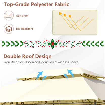 10 Feet x 13 Feet Tent Canopy Shelter with Removable Netting Sidewall, Beige Gazebos at Gallery Canada