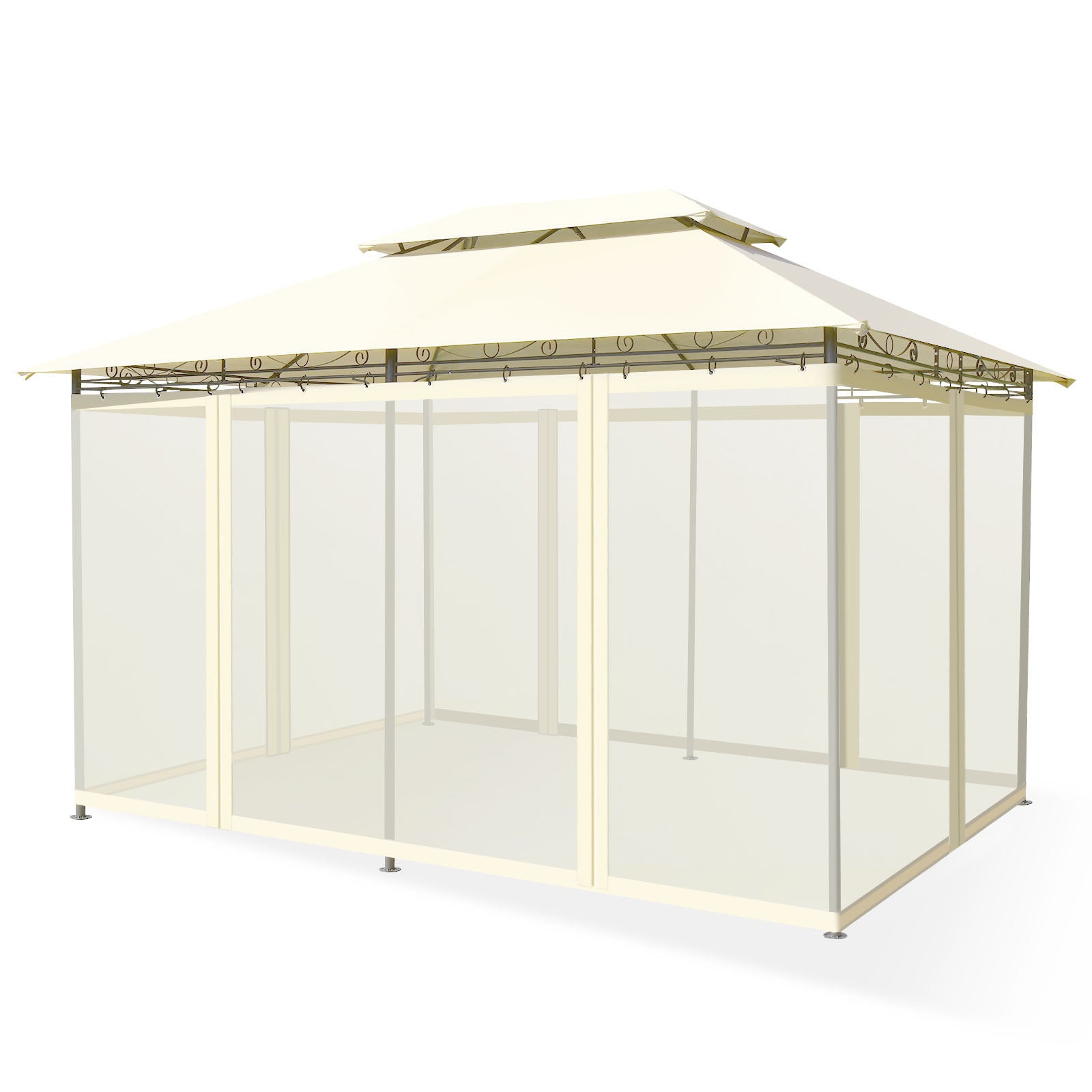 10 Feet x 13 Feet Tent Canopy Shelter with Removable Netting Sidewall, Beige Gazebos at Gallery Canada